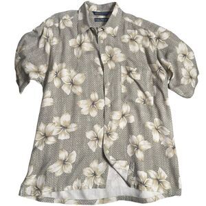 Vintage Nautica Silk Camp Shirt Men Size M Floral Tropical‎ Print Hawaiian